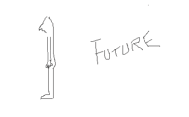 Teckning av person som står vänd bort från ordet future